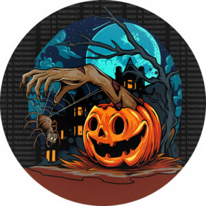 Painel Redondo 3D Halloween Tecido Sublimado 1,50m x 1,50m