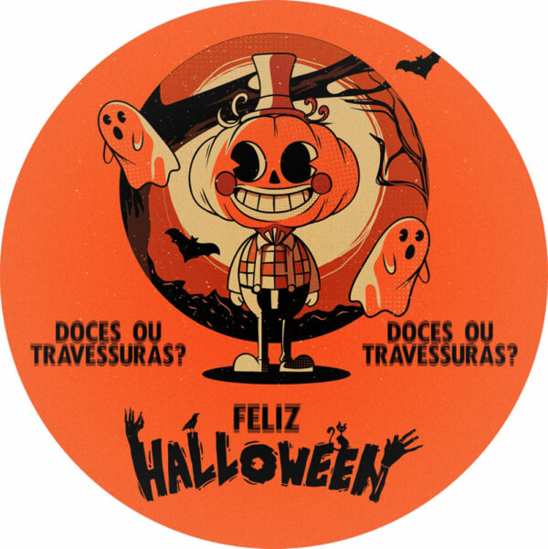 Painel Redondo 3D Halloween Tecido Sublimado 1,50m x 1,50m