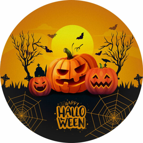 Painel Redondo 3D Halloween Tecido Sublimado 1,50m x 1,50m