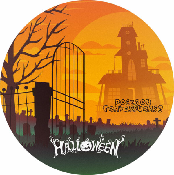 Painel Redondo 3D Halloween Tecido Sublimado 1,50m x 1,50m