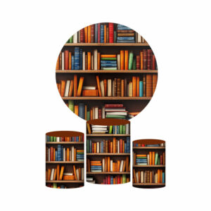Trio Capa Cilindro + Painel Redondo 3D Estante Livros 1,50m Veste Fácil