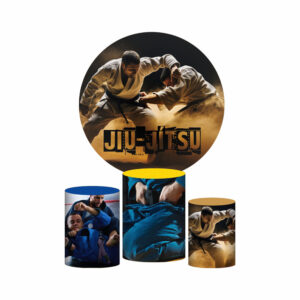 Trio Capa Cilindro + Painel Redondo 3D Jiu-Jitsu 1,50m Veste Fácil