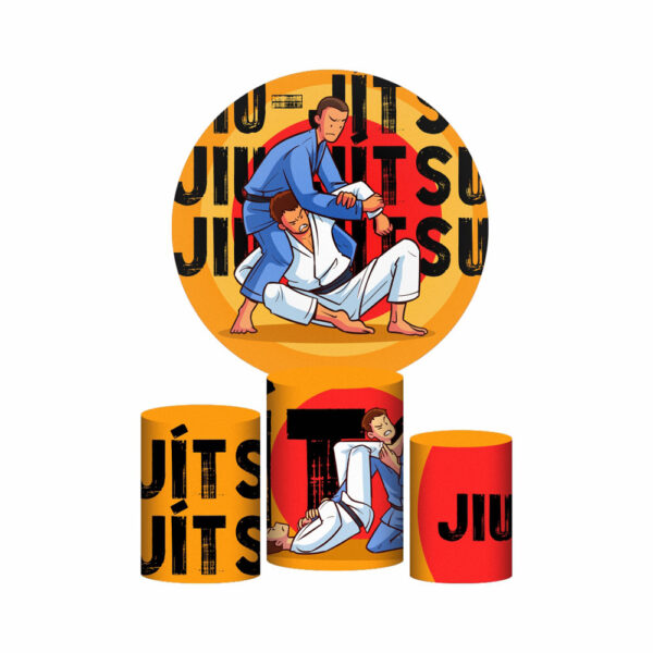 Trio Capa Cilindro + Painel Redondo 3D Jiu-Jitsu 1,50m Veste Fácil