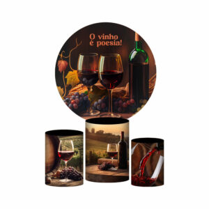 Trio Capa Cilindro + Painel Redondo 3D Vinho 1,50m Veste Fácil