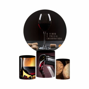 Trio Capa Cilindro + Painel Redondo 3D Vinho 1,50m Veste Fácil
