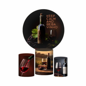 Trio Capa Cilindro + Painel Redondo 3D Vinho 1,50m Veste Fácil