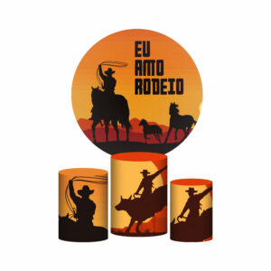 Trio Capa Cilindro + Painel Redondo 3D Cowboy 1,50m Veste Fácil