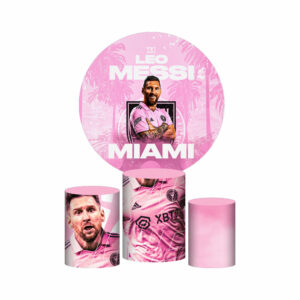 Trio Capa Cilindro + Painel Redondo 3D Inter Miami Messi 1,50m Veste Fácil