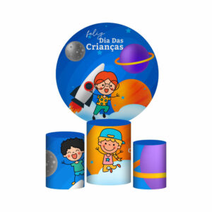 Trio Capa Cilindro + Painel Redondo 3D Dia das Crianças 1,50m Veste Fácil
