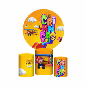 Trio Capa Cilindro + Painel Redondo 3D Dia das Crianças 1,50m Veste Fácil