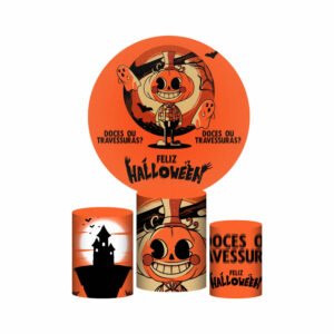 Trio Capa Cilindro + Painel Redondo 3D Halloween 1,50m Veste Fácil