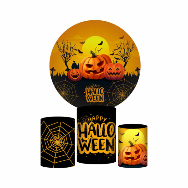 Trio Capa Cilindro + Painel Redondo 3D Halloween 1,50m Veste Fácil