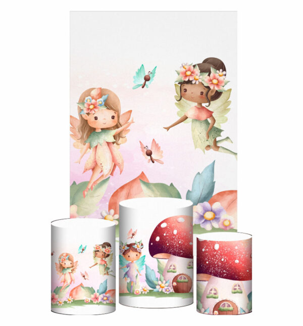 Kit Casado Fadas Trio Capa Cilindro Retangular Tecido