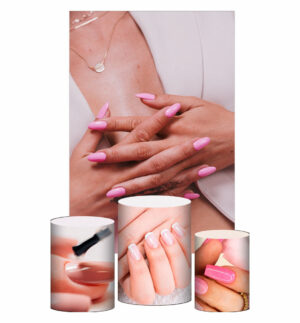 Kit Casado Unhas Manicure Trio Capa Cilindro Retangular Tecido