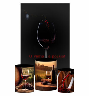 Kit Casado Vinho Trio Capa Cilindro Retangular Tecido
