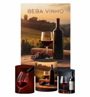 Kit Casado Vinho Trio Capa Cilindro Retangular Tecido