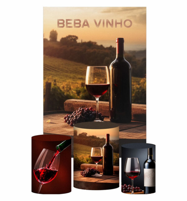 Kit Casado Vinho Trio Capa Cilindro Retangular Tecido