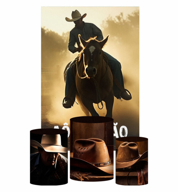 Kit Casado Cowboy Trio Capa Cilindro Retangular Tecido