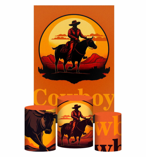 Kit Casado Cowboy Trio Capa Cilindro Retangular Tecido