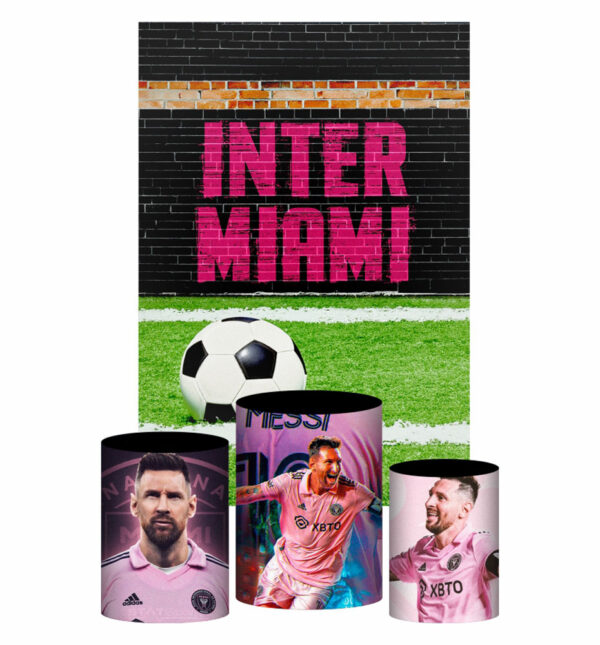 Kit Casado Inter Miami Messi Trio Capa Cilindro Retangular Tecido