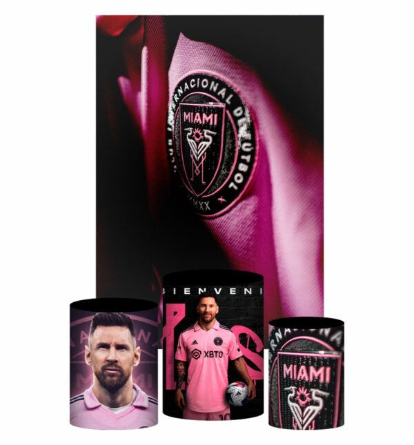 Kit Casado Inter Miami Messi Trio Capa Cilindro Retangular Tecido