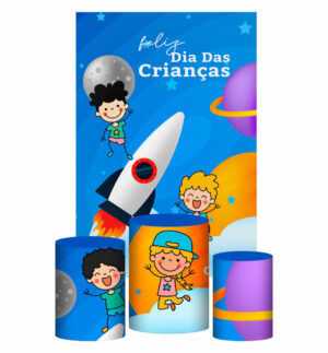 Kit Casado  Dia das Crianças Trio Capa Cilindro Retangular Tecido