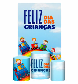Kit Casado  Dia das Crianças Trio Capa Cilindro Retangular Tecido