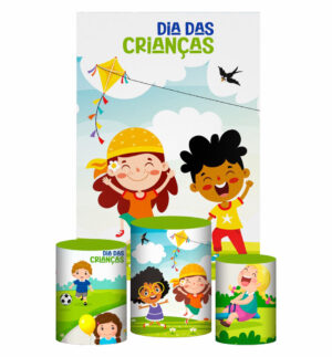 Kit Casado  Dia das Crianças Trio Capa Cilindro Retangular Tecido