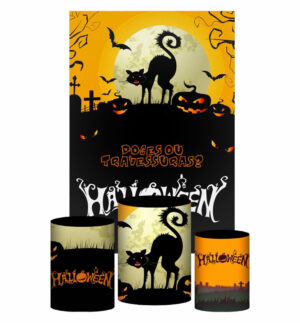 Kit Casado  HalloweenTrio Capa Cilindro Retangular Tecido