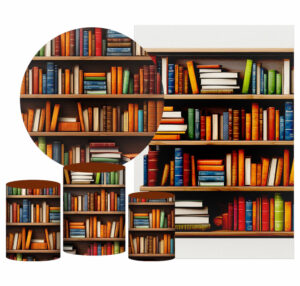 Kit Casado Estante Livros Painel Redondo Trio Capas Cilindro Retangular Vertical Em Tecido