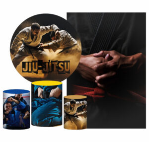 Kit Casado Jiu-Jitsu Painel Redondo Trio Capas Cilindro Retangular Vertical Em Tecido