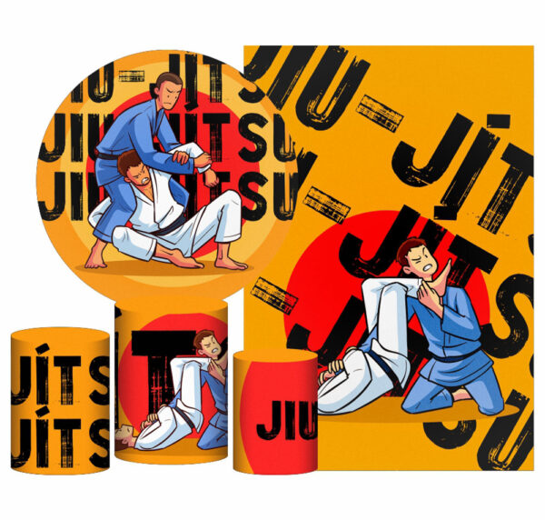 Kit Casado Jiu-Jitsu Painel Redondo Trio Capas Cilindro Retangular Vertical Em Tecido