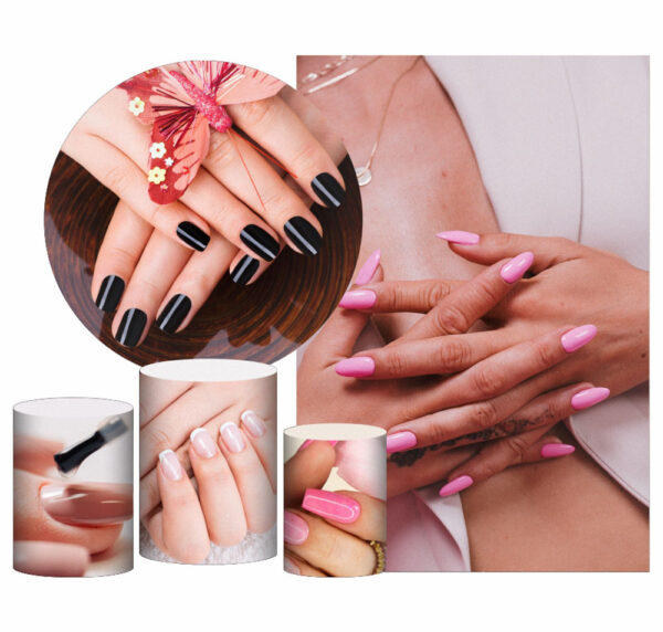 Kit Casado Unhas Manicure Painel Redondo Trio Capas Cilindro Retangular Vertical Em Tecido