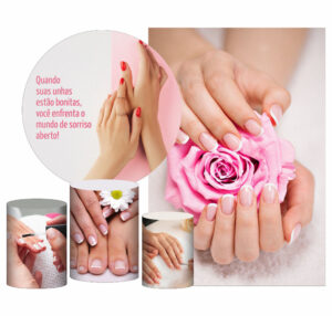 Kit Casado Unhas Manicure Painel Redondo Trio Capas Cilindro Retangular Vertical Em Tecido