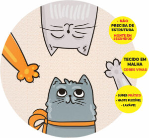 Painel Redondo 3D Gatos Abre Fácil Tecido 1,50m X 1,50m