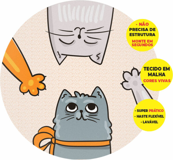 Painel Redondo 3D Gatos Abre Fácil Tecido 1,50m X 1,50m