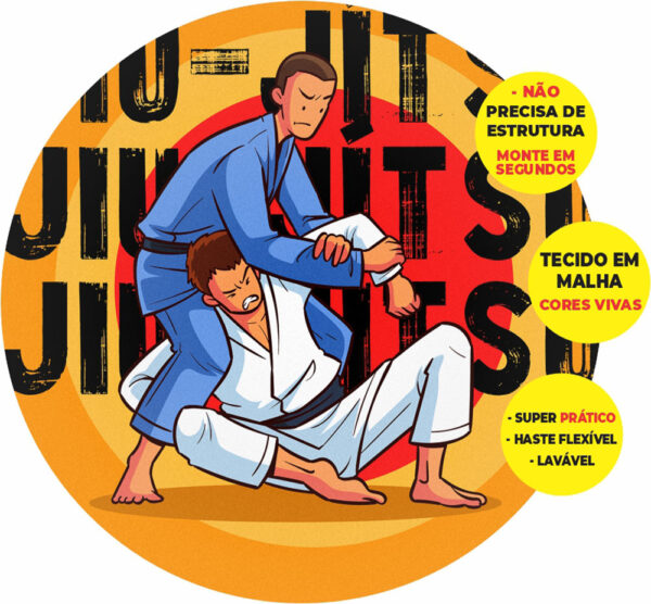 Painel Redondo 3D Jiu-Jitsu Abre Fácil Tecido 1,50m X 1,50m