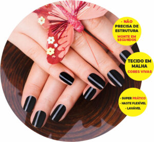 Painel Redondo 3D Unhas Manicure Abre Fácil Tecido 1,50m X 1,50m