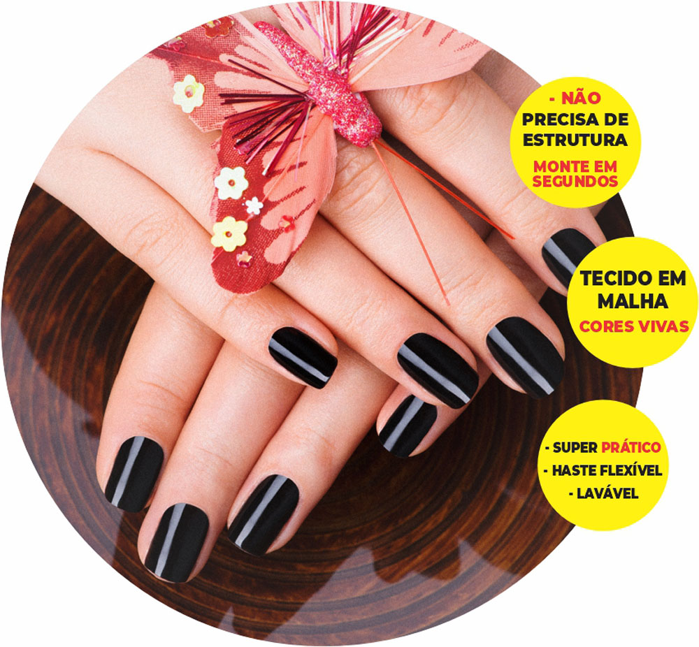 Painel Redondo 3D Unhas Manicure Abre Fácil Tecido 1,50m X 1,50m