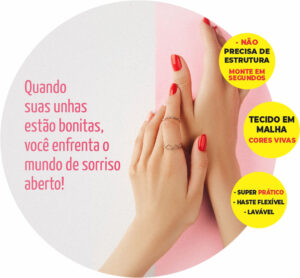 Painel Redondo 3D Unhas Manicure Abre Fácil Tecido 1,50m X 1,50m