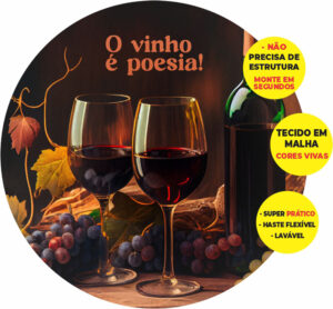 Painel Redondo 3D Vinho  Abre Fácil Tecido 1,50m X 1,50m