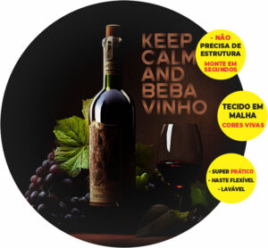 Painel Redondo 3D Vinho  Abre Fácil Tecido 1,50m X 1,50m