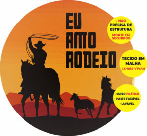 Painel Redondo 3D Cowboy  Abre Fácil Tecido 1,50m X 1,50m