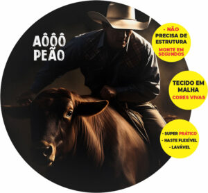 Painel Redondo 3D Cowboy  Abre Fácil Tecido 1,50m X 1,50m