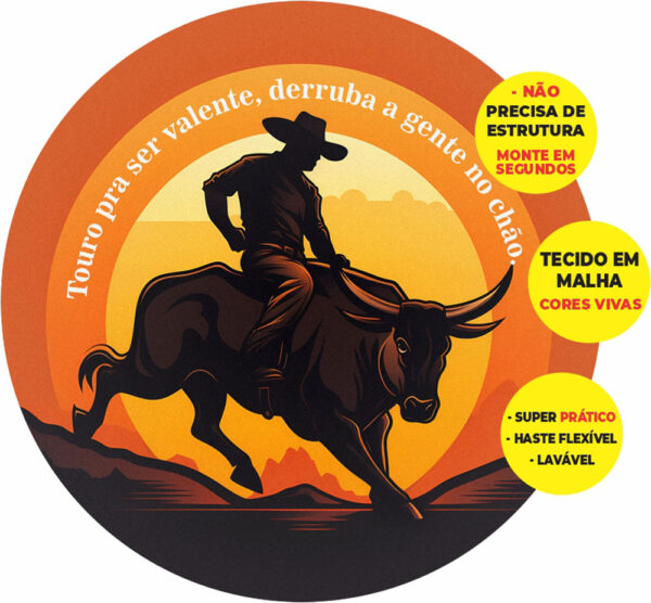 Painel Redondo 3D Cowboy  Abre Fácil Tecido 1,50m X 1,50m