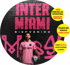 Painel Redondo 3D Inter Miami Messi  Abre Fácil Tecido 1,50m X 1,50m