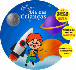 Painel Redondo 3D Dia das Crianças Abre Fácil Tecido 1,50m X 1,50m