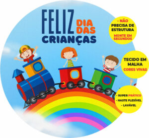 Painel Redondo 3D Dia das Crianças Abre Fácil Tecido 1,50m X 1,50m