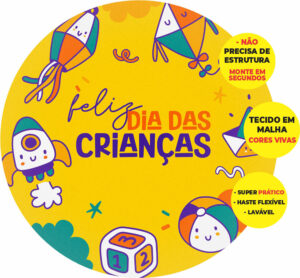 Painel Redondo 3D Dia das Crianças Abre Fácil Tecido 1,50m X 1,50m