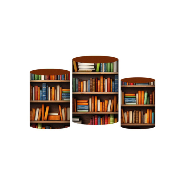 Trio Capa Cilindro Estante Livros 3D Em Tecido Com Elástico